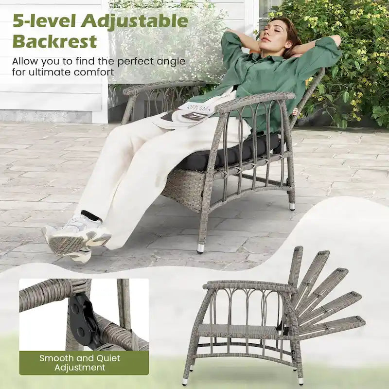 Costway 3 PCS Patio PE Wicker Furniture Set with 5-Level Adjustable - See Details