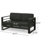 Black Aluminum Outdoor Fire Pit Chat Set 4-Seater