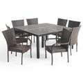 Bullpond Aluminum/ Brown Wicker 9-piece Outdoor Dining Set by Christopher Knight Home