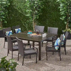 Bullpond Aluminum/ Brown Wicker 9-piece Outdoor Dining Set by Christopher Knight Home