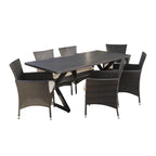 Dion Outdoor 7-piece Rectangular Wicker Aluminum Dining Set with Cushions by Christopher Knight Home