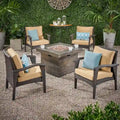 Keana Outdoor Wicker 5-piece Fire Table Chat Set by Christopher Knight Home