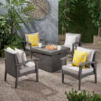 Keana Outdoor Wicker 5-piece Fire Table Chat Set by Christopher Knight Home