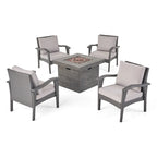 Keana Outdoor Wicker 5-piece Fire Table Chat Set by Christopher Knight Home
