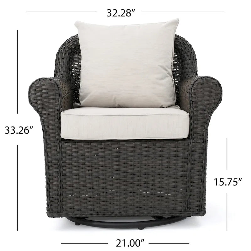 Venti Outdoor 4-piece Wicker Aluminum Swivel Club Chair Set with Square Firepit by Christopher Knight Home