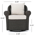 Venti Outdoor 4-piece Wicker Aluminum Swivel Club Chair Set with Square Firepit by Christopher Knight Home