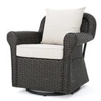 Venti Outdoor 4-piece Wicker Aluminum Swivel Club Chair Set with Square Firepit by Christopher Knight Home