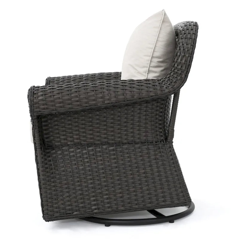 Venti Outdoor 4-piece Wicker Aluminum Swivel Club Chair Set with Square Firepit by Christopher Knight Home
