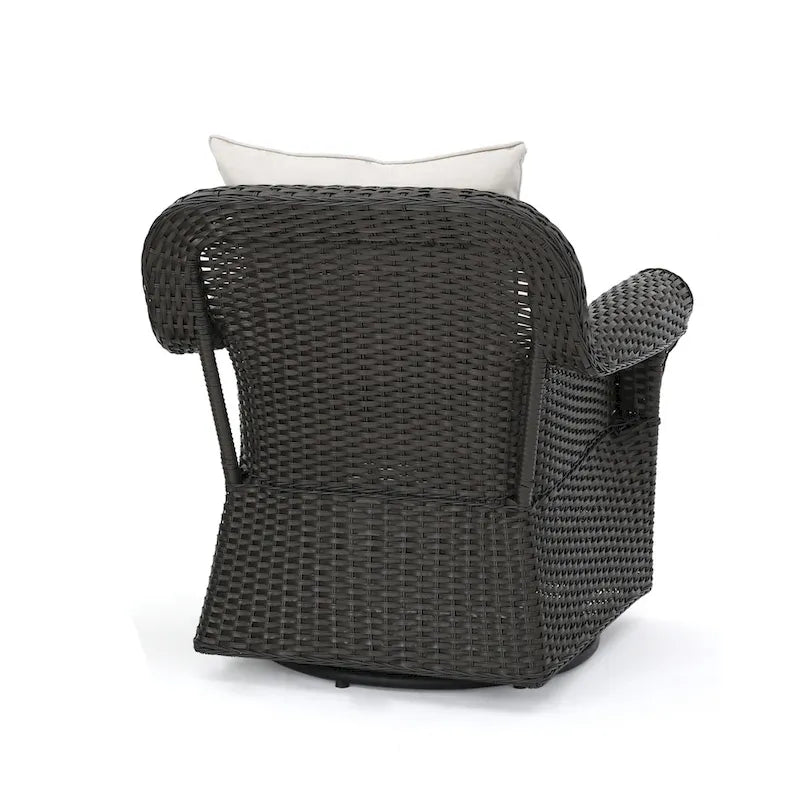 Venti Outdoor 4-piece Wicker Aluminum Swivel Club Chair Set with Square Firepit by Christopher Knight Home