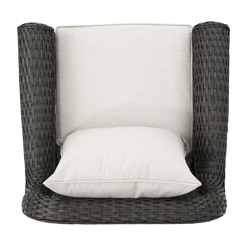 Venti Outdoor 4-piece Wicker Aluminum Swivel Club Chair Set with Square Firepit by Christopher Knight Home