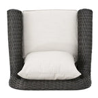 Venti Outdoor 4-piece Wicker Aluminum Swivel Club Chair Set with Square Firepit by Christopher Knight Home