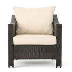 Grey Wicker Outdoor Chat Set 5-Piece with Loveseat Chairs Coffee Table