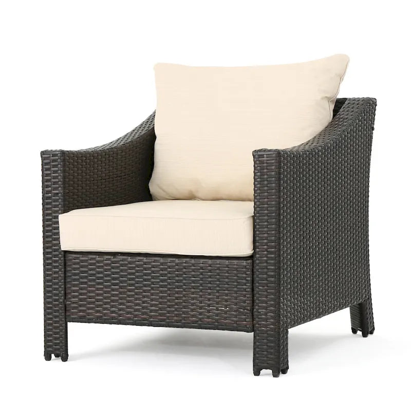 Grey Wicker Outdoor Chat Set 5-Piece with Loveseat Chairs Coffee Table
