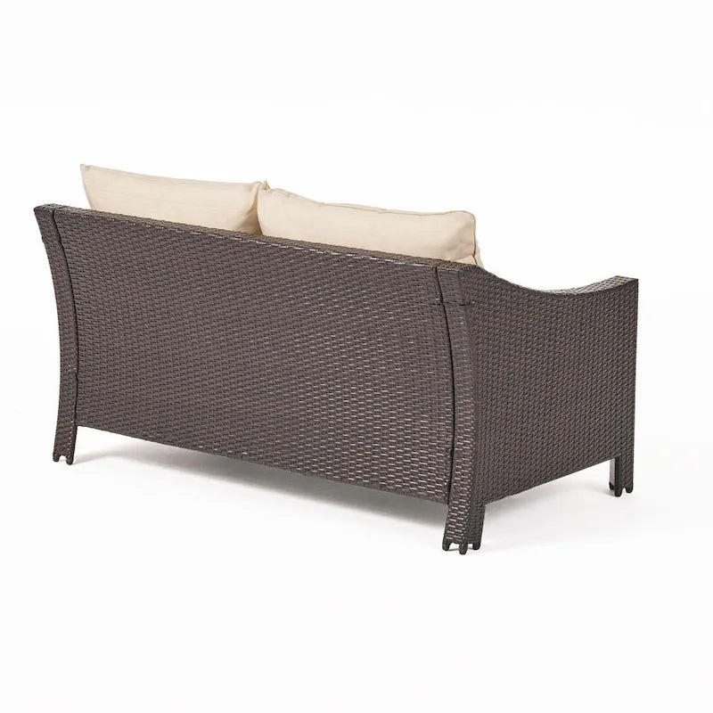 Grey Wicker Outdoor Chat Set 5-Piece with Loveseat Chairs Coffee Table