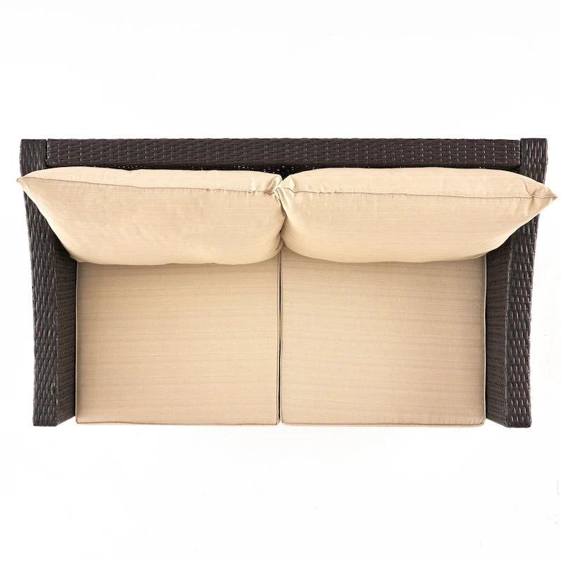 Grey Wicker Outdoor Chat Set 5-Piece with Loveseat Chairs Coffee Table