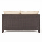 Grey Wicker Outdoor Chat Set 5-Piece with Loveseat Chairs Coffee Table