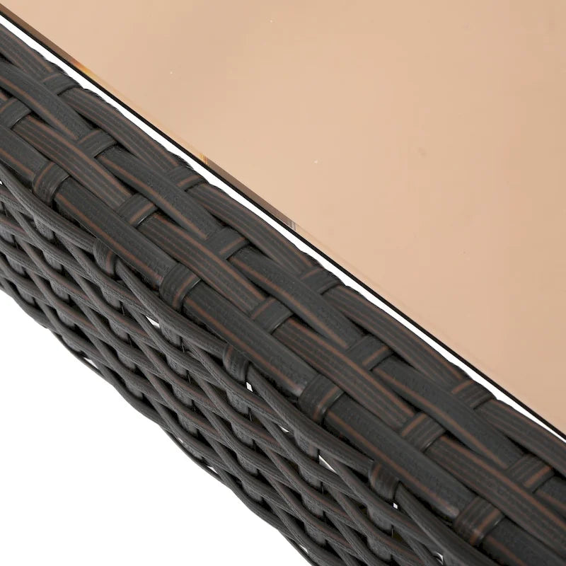 Grey Wicker Outdoor Chat Set 5-Piece with Loveseat Chairs Coffee Table