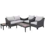 Grey Wicker Outdoor Chat Set 5-Piece with Loveseat Chairs Coffee Table