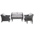 Grey Wicker Outdoor Chat Set 5-Piece with Loveseat Chairs Coffee Table