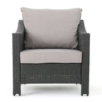 Grey Wicker Outdoor Chat Set 5-Piece with Loveseat Chairs Coffee Table