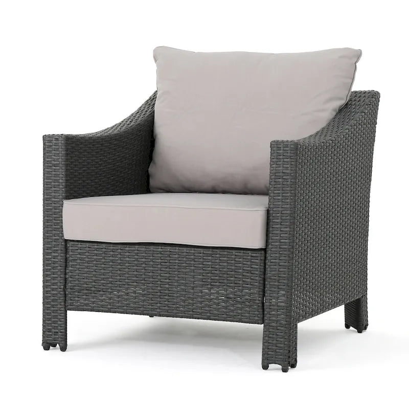 Grey Wicker Outdoor Chat Set 5-Piece with Loveseat Chairs Coffee Table