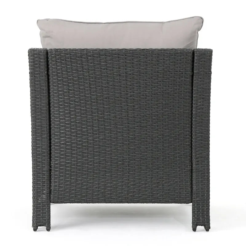 Grey Wicker Outdoor Chat Set 5-Piece with Loveseat Chairs Coffee Table