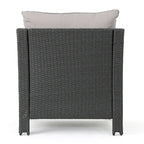 Grey Wicker Outdoor Chat Set 5-Piece with Loveseat Chairs Coffee Table