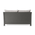 Grey Wicker Outdoor Chat Set 5-Piece with Loveseat Chairs Coffee Table