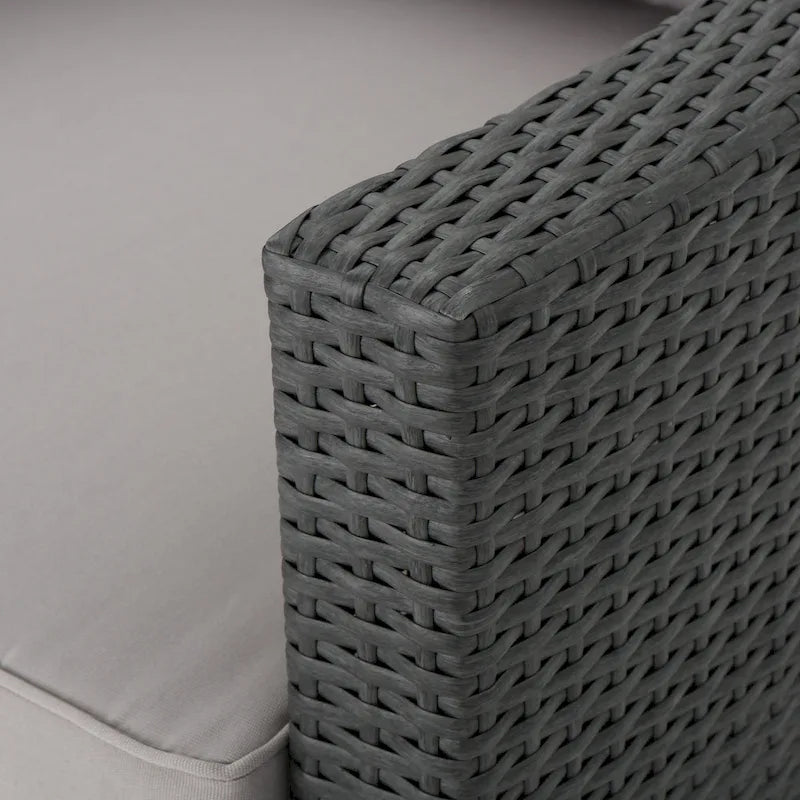 Grey Wicker Outdoor Chat Set 5-Piece with Loveseat Chairs Coffee Table