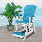 OS Home and Office Model Double Balcony Height Glider with Center Table in Aruba Blue and White - N/A
