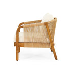 Jabe Acacia Wood and Wicker Outdoor Club Chair with Cushions by Christopher Knight Home