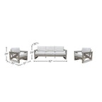 Gray Aluminum 3-Piece Outdoor Lounge Set with Cushions