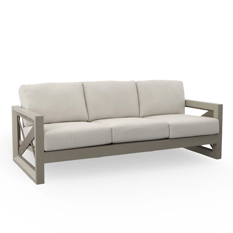 Gray Aluminum 3-Piece Outdoor Lounge Set with Cushions