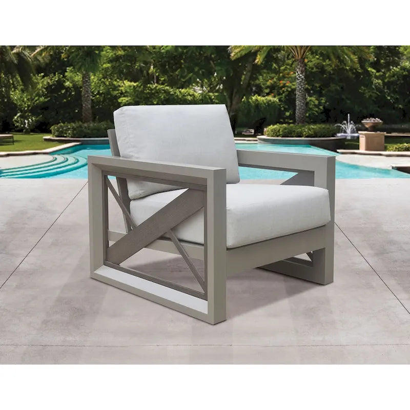 Gray Aluminum 3-Piece Outdoor Lounge Set with Cushions