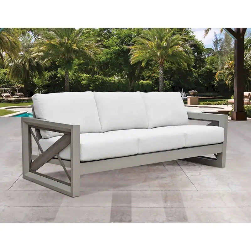 Gray Aluminum 3-Piece Outdoor Lounge Set with Cushions
