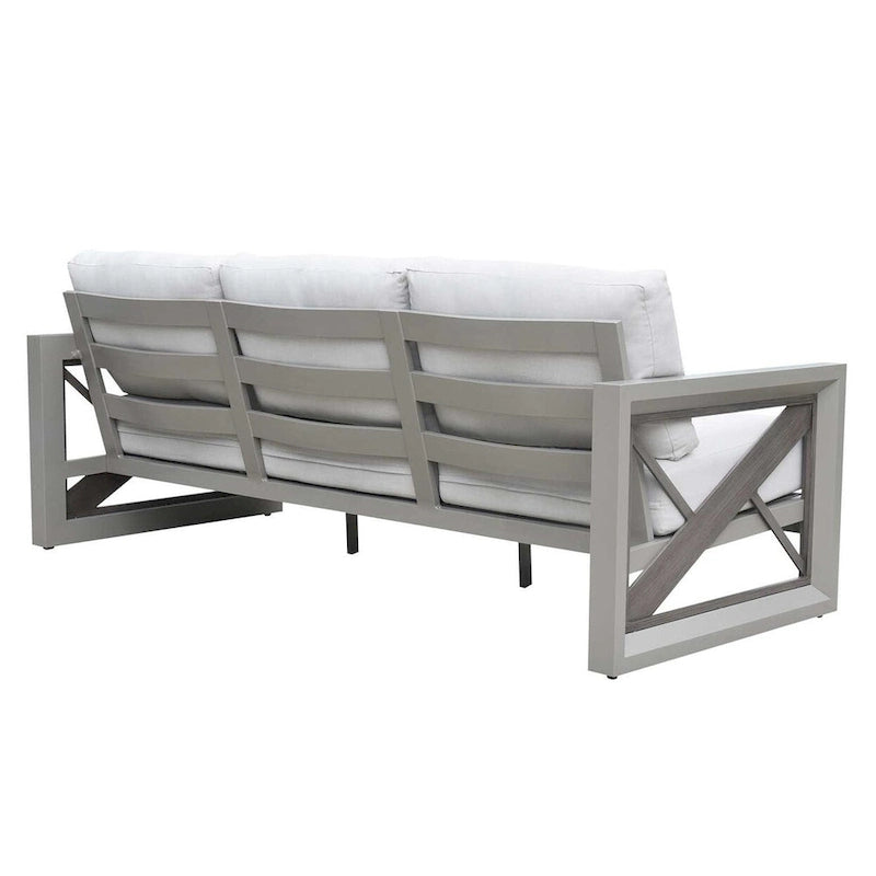 Gray Aluminum 3-Piece Outdoor Lounge Set with Cushions