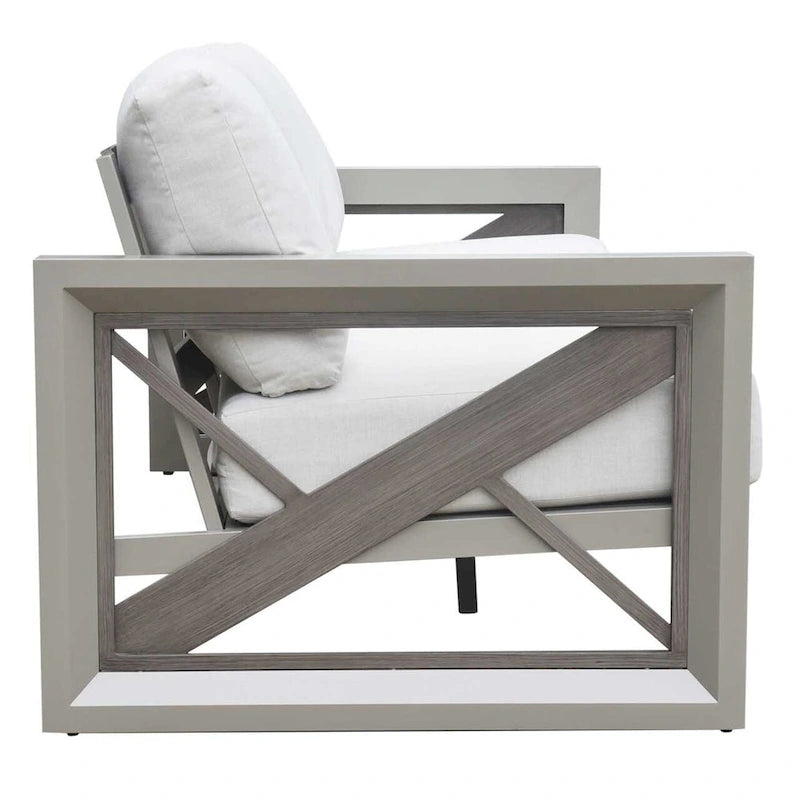 Gray Aluminum 3-Piece Outdoor Lounge Set with Cushions