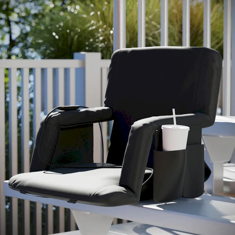 Foldable Reclining Stadium Chair with Backpack Straps and Heated Seat