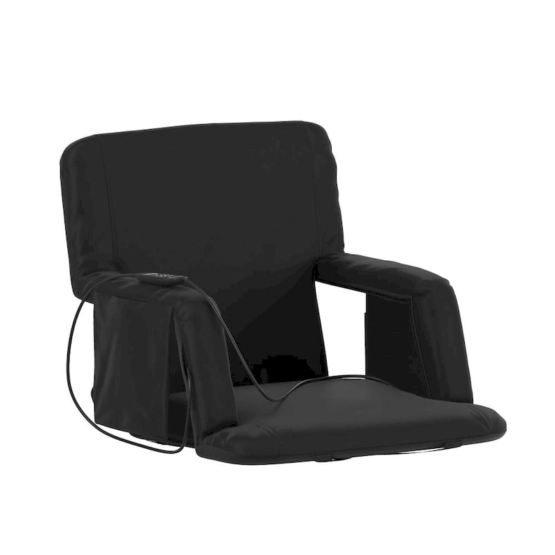 Foldable Reclining Stadium Chair with Backpack Straps and Heated Seat