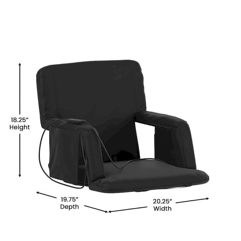 Foldable Reclining Stadium Chair with Backpack Straps and Heated Seat