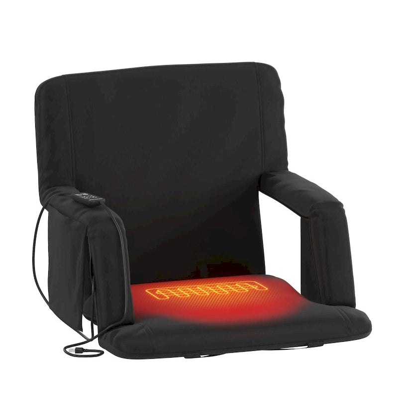 Foldable Reclining Stadium Chair with Backpack Straps and Heated Seat