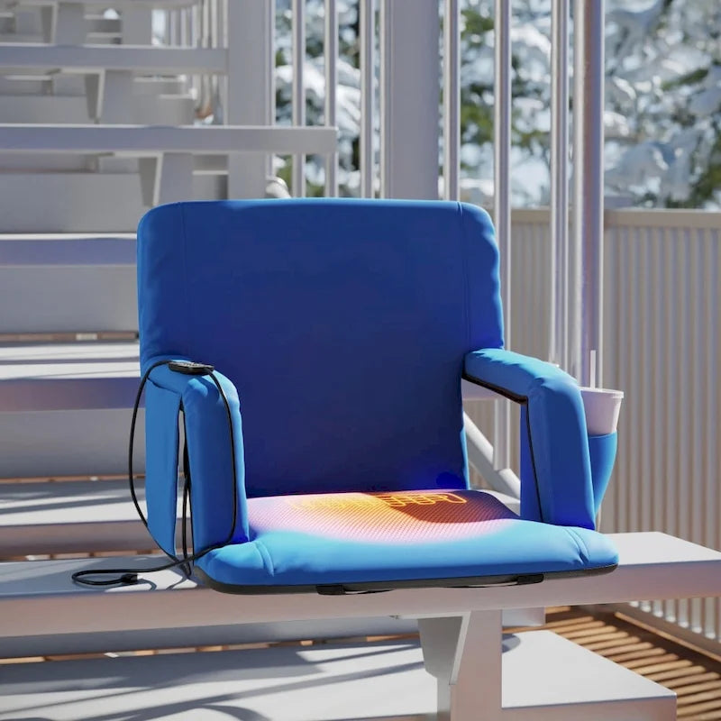 Foldable Reclining Stadium Chair with Backpack Straps and Heated Seat