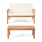 Temecula Acacia Wood Outdoor Loveseat and Coffee Table Set with Cushions by Christopher Knight Home