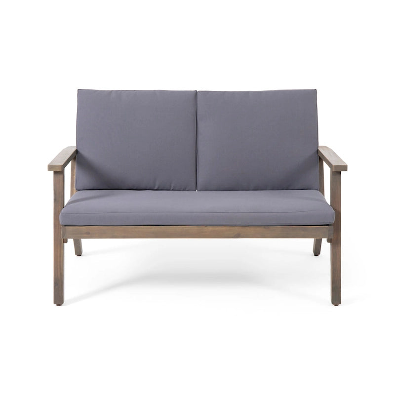 Temecula Acacia Wood Outdoor Loveseat and Coffee Table Set with Cushions by Christopher Knight Home