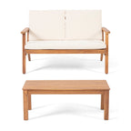 Temecula Acacia Wood Outdoor Loveseat and Coffee Table Set with Cushions by Christopher Knight Home