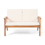 Temecula Acacia Wood Outdoor Loveseat and Coffee Table Set with Cushions by Christopher Knight Home