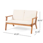 Temecula Acacia Wood Outdoor Loveseat and Coffee Table Set with Cushions by Christopher Knight Home