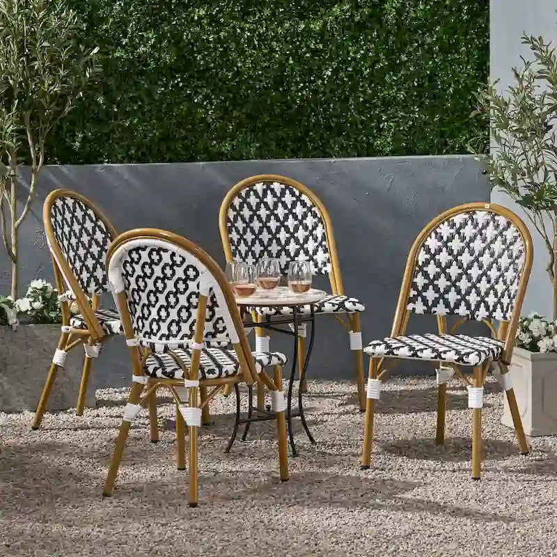 Louna Outdoor French Cafe Chair (Set of 4) by Christopher Knight Home