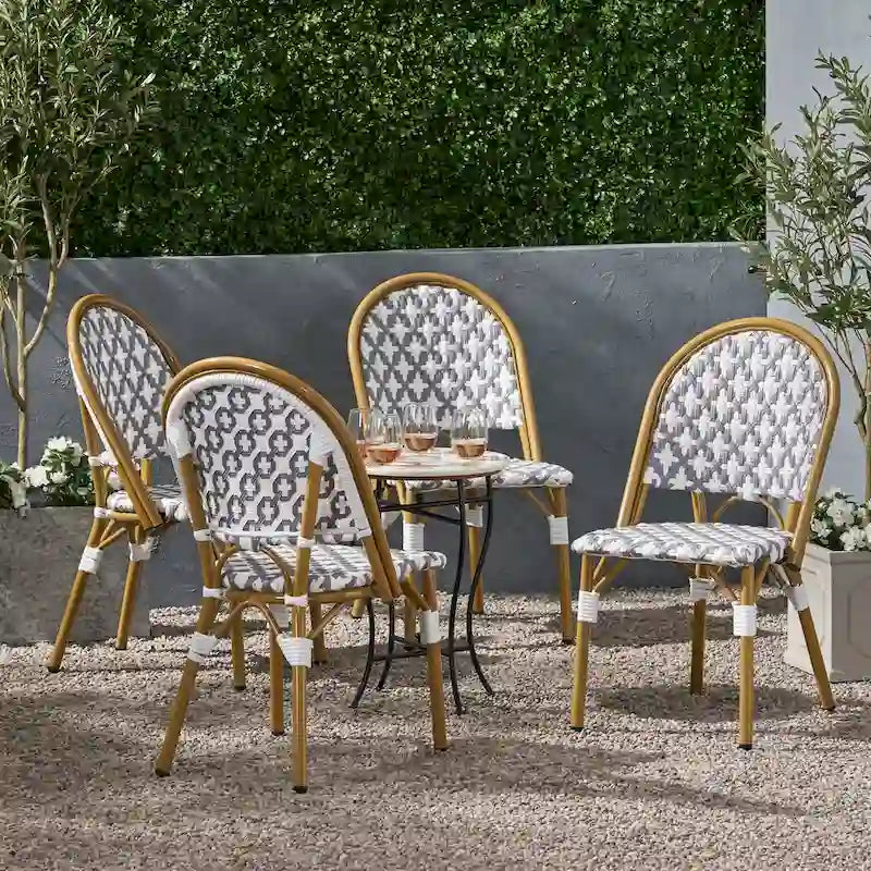 Louna Outdoor French Cafe Chair (Set of 4) by Christopher Knight Home