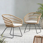 Lemere Outdoor Wicker Dining Chair with Cushion (Set of 2) by Christopher Knight Home